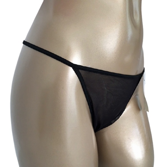 FELINA Lingerie Black Mesh Thong Panty NWT L - Picture 2 of 7